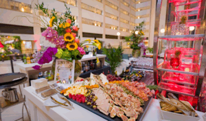 A charcuterie reception station.