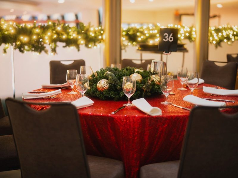 A set table at Santa Brunch.