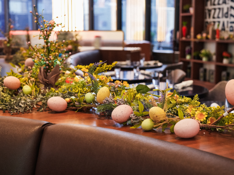 Easter decorations at Broadway Lounge.
