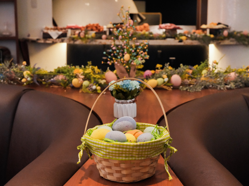 Easter decorations at Broadway Lounge.