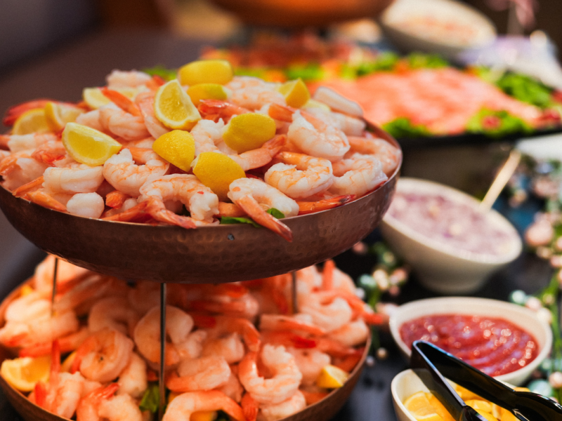 A Seafood spread at Broadway Lounge.