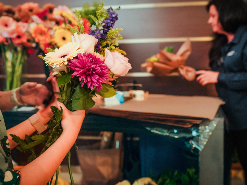 Mother's Day flower station.