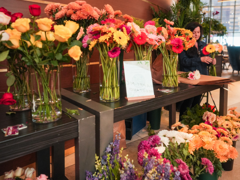 Mother's Day flower station.