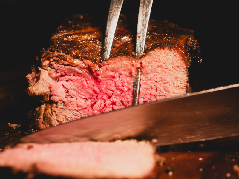 A roast being carved.